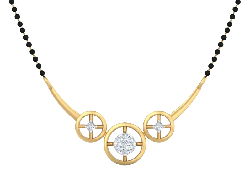 Gold & Diamond Modern Halo Mangalsutra For WomenKRB50039