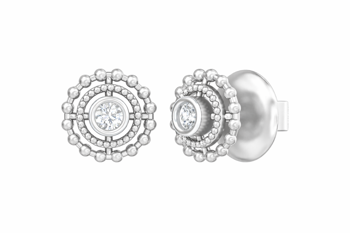 Gold & Diamond Solitaire Women Earring KRC30147