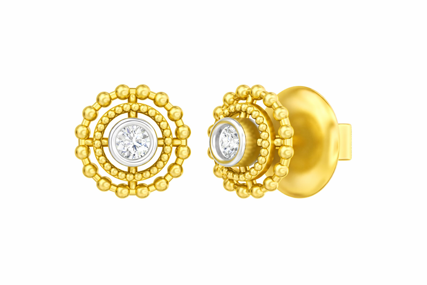 Gold & Diamond Solitaire Women Earring KRC30147
