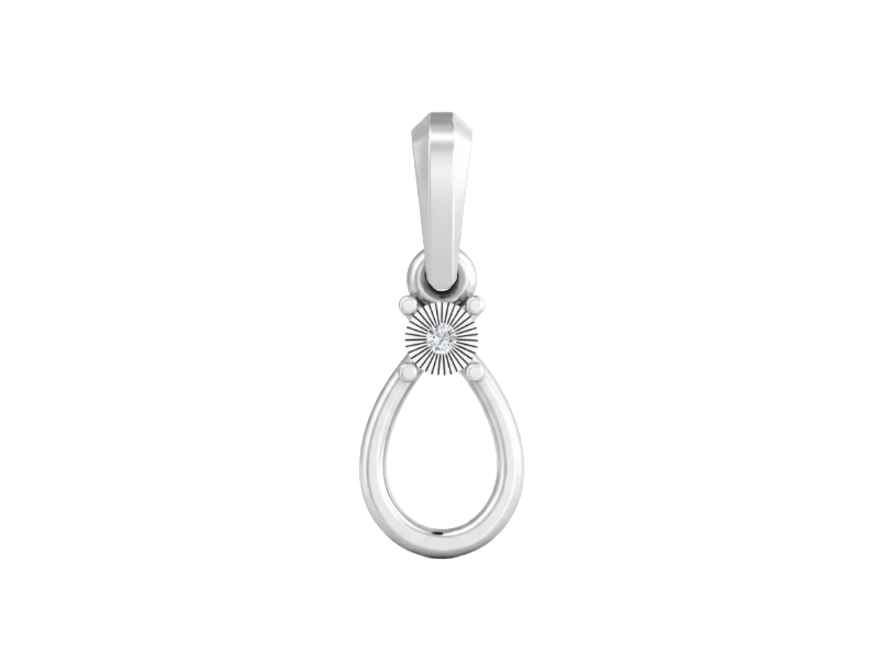 Silver pendant with intricate design on a white background
