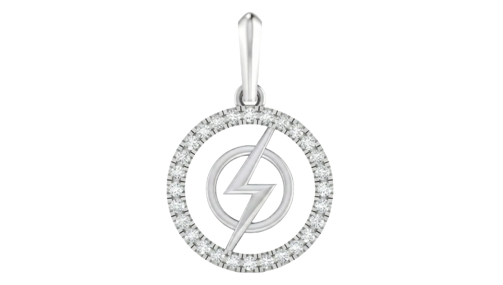 White gold and diamond pendant on white background