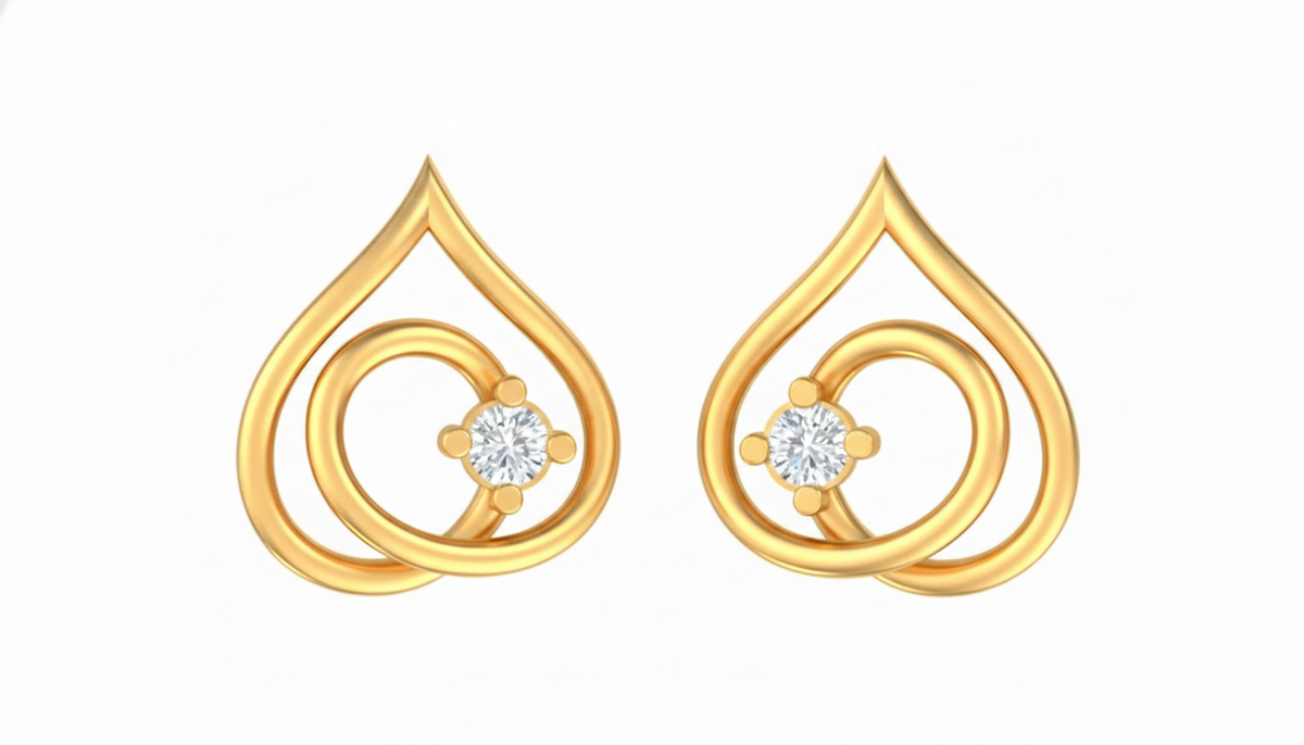 18K Gold & Diamond Women Dailywear Earring KER-42