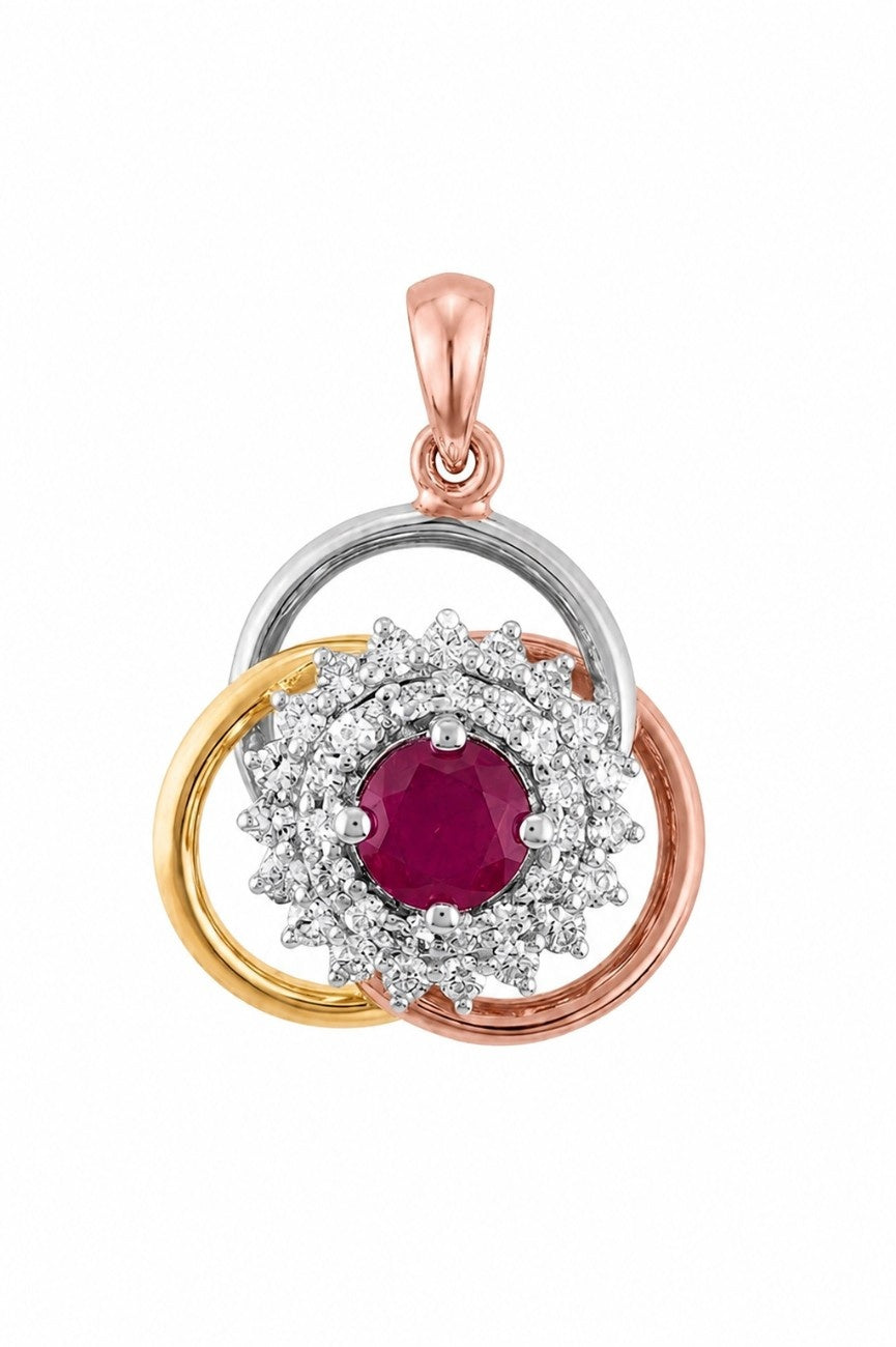 Rose gold & diamond Pendant on white background