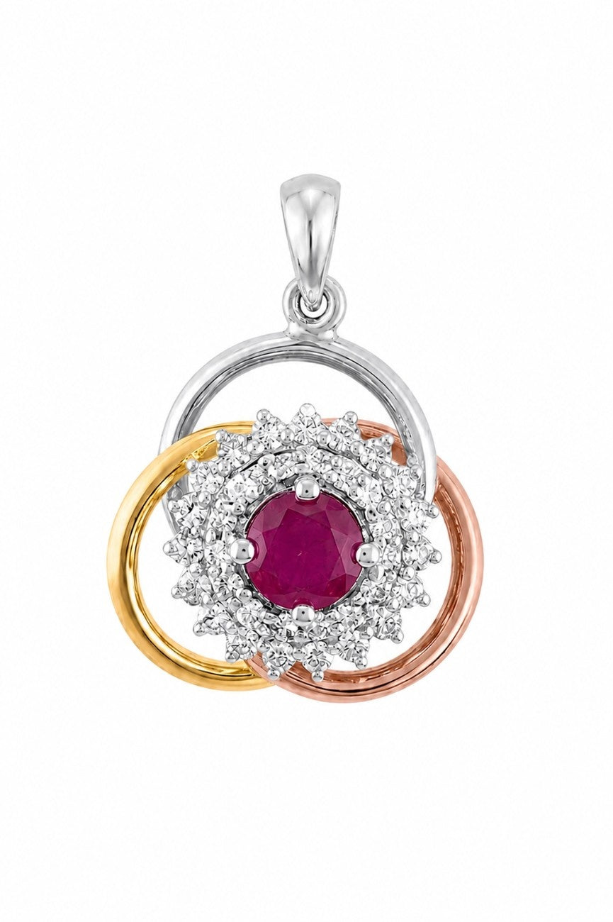White gold & diamond Pendant on white background