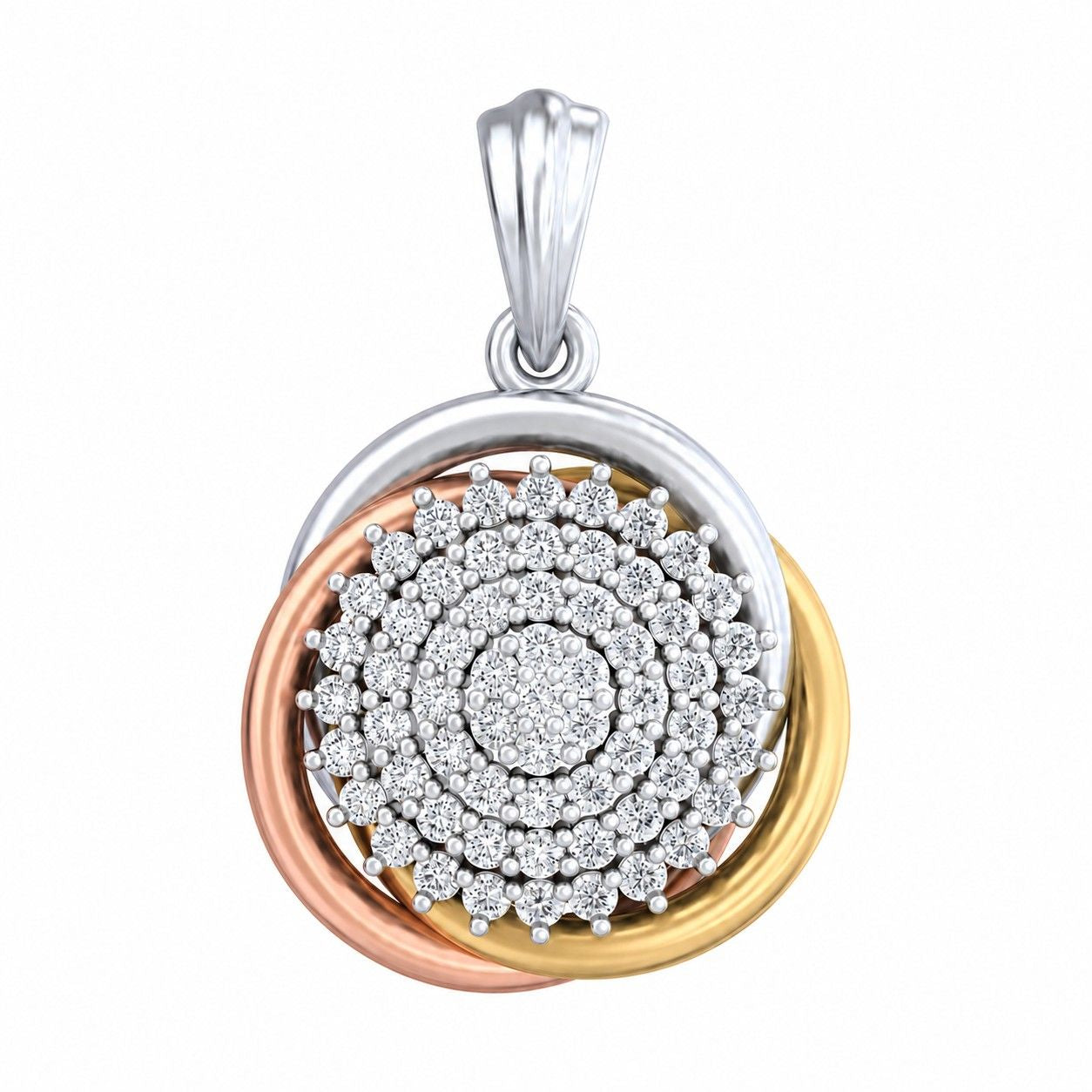 Gold & Diamond Floral Pendant Set KRC40747