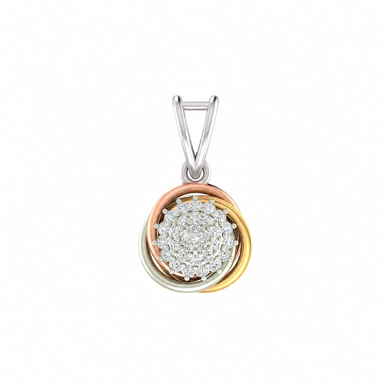 Multicolored pendant with a central diamond design on a white background