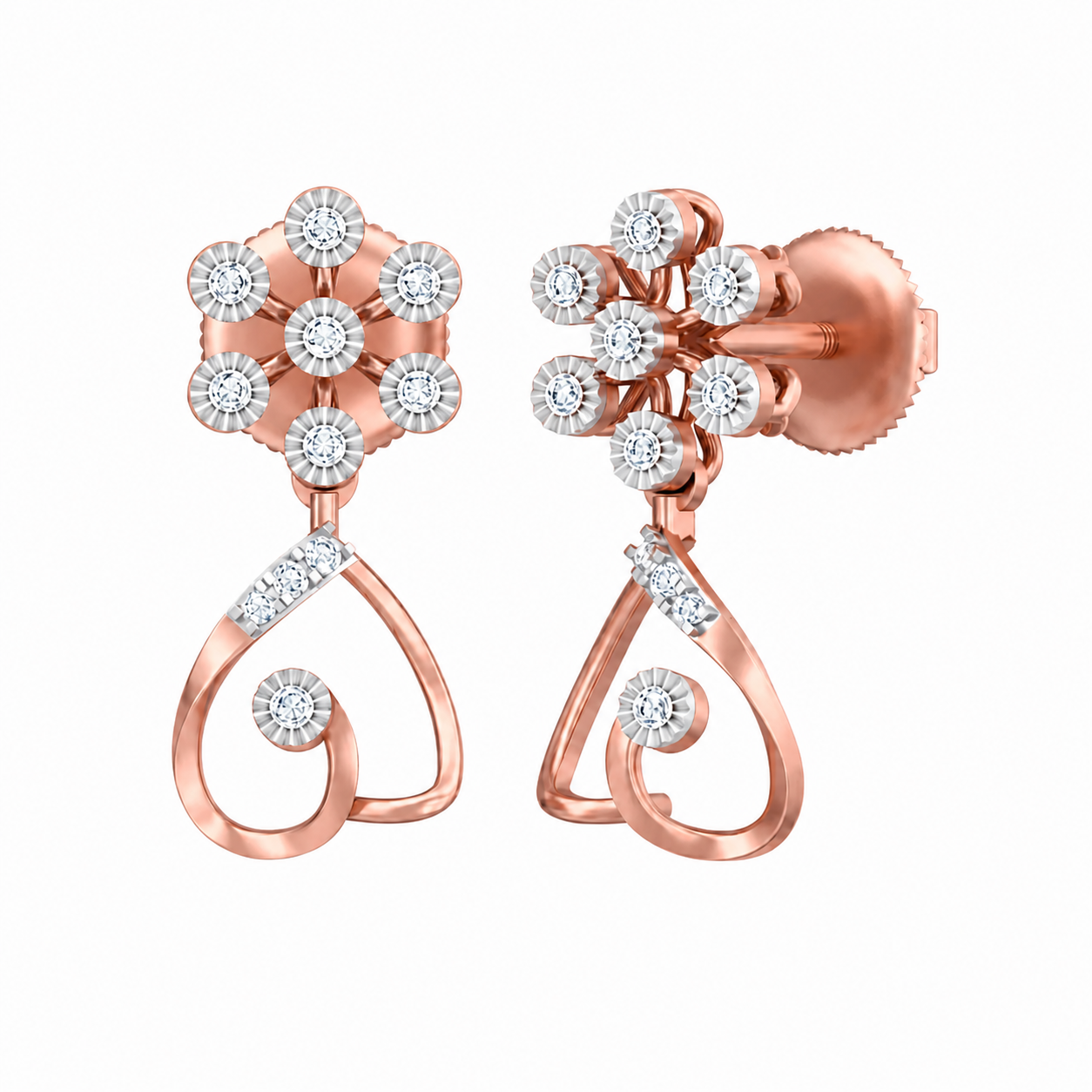 Rose Gold Diamond Earring | under 40k 