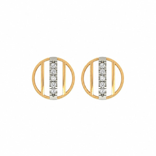 Gold & Diamond Round-Shaped Stud Women Earring KRB30089