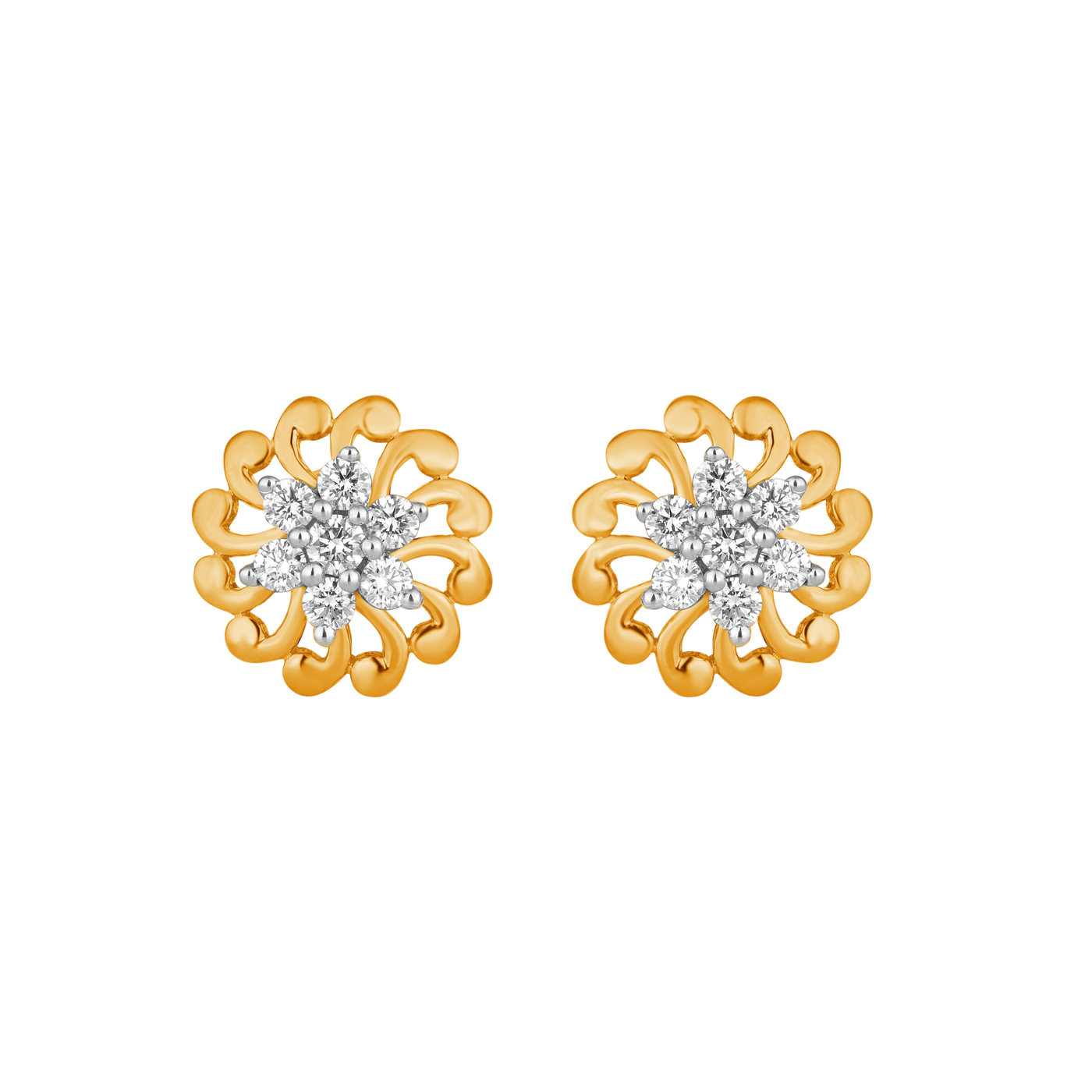 Gold & Diamond Stud Floral Women Earring ES0055MYD0001