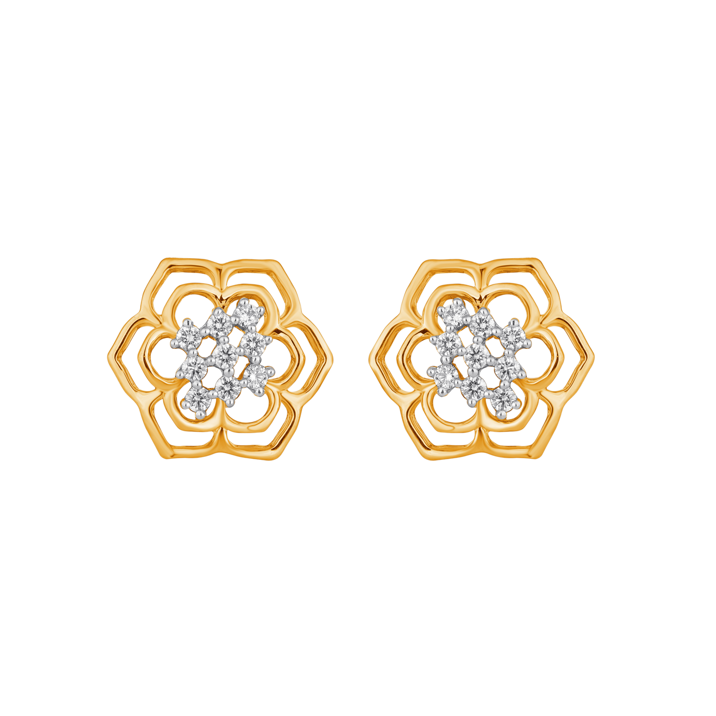 Gold & Diamond Stud Floral Women Earring ES8732MYD0010