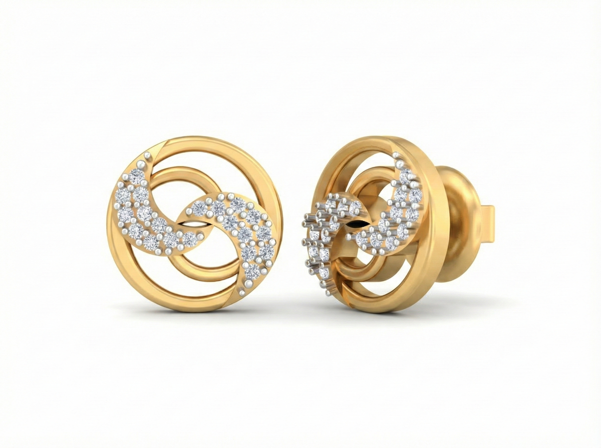 18K Gold & Diamond Women Stud Earring KSK049