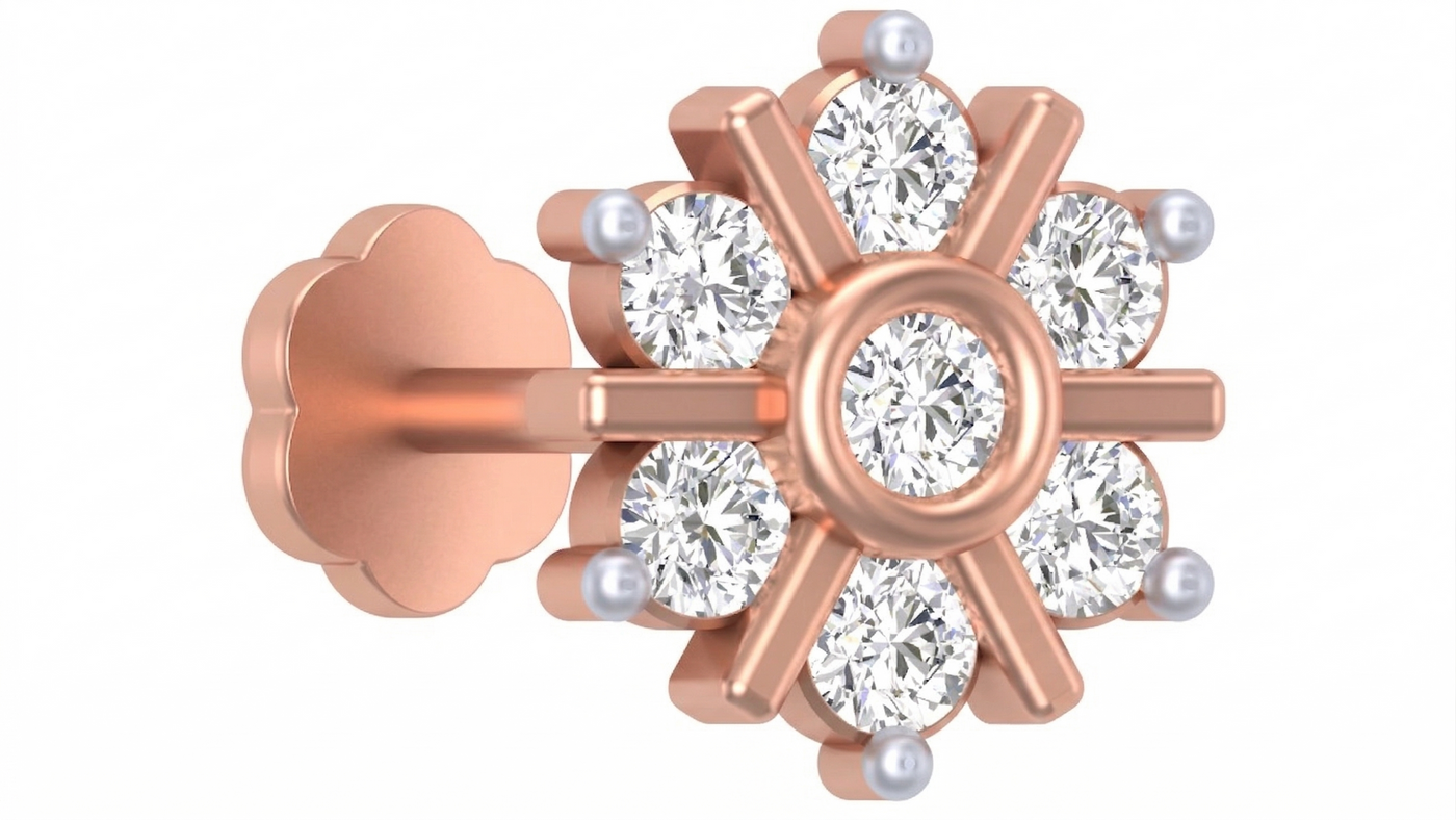 Gold & Diamond Stud Nose Pin KRC80189