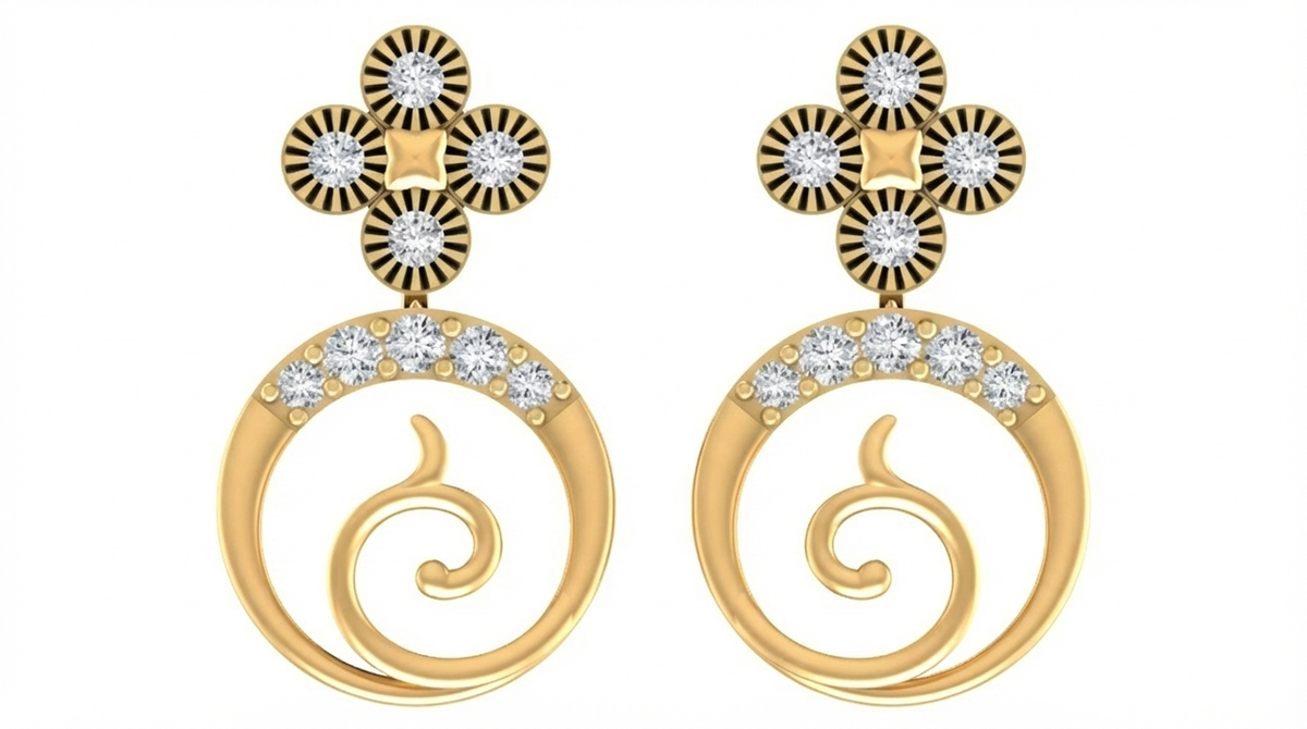 14K Gold & Diamond Women Earring KRB44056E-A
