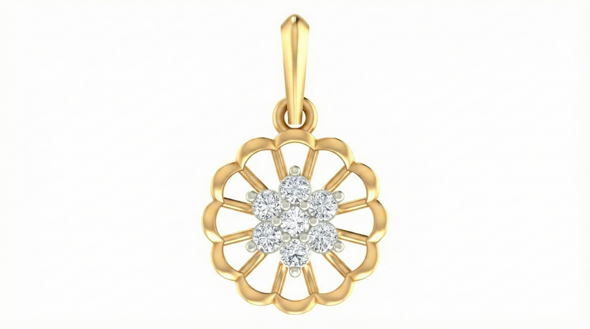 18K Gold & Diamond Floral Pendant Set KRA40152P