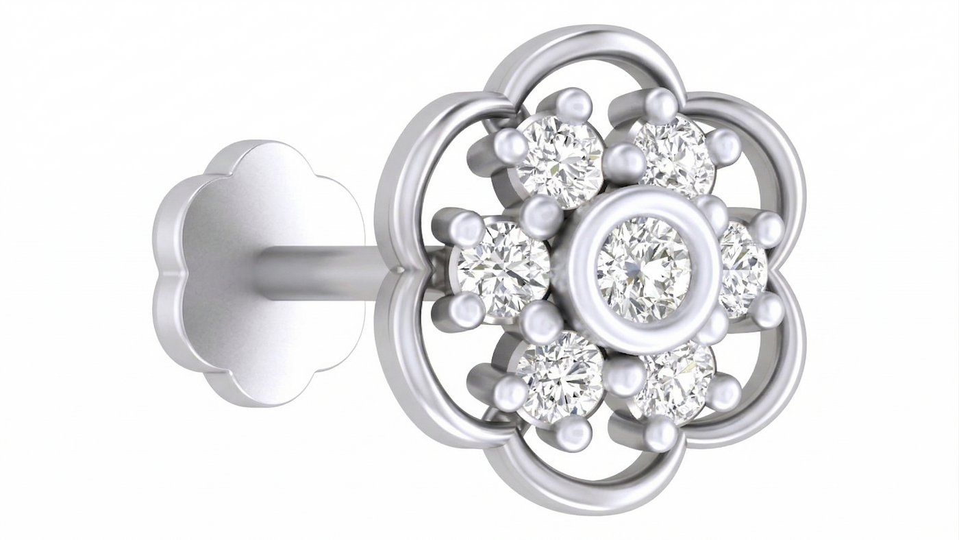 Gold & Diamond Stud Nose Pin KRC80155