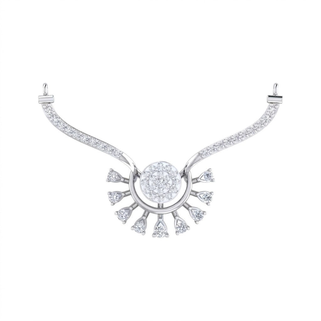 White gold & diamond floral mangalsutra on white background