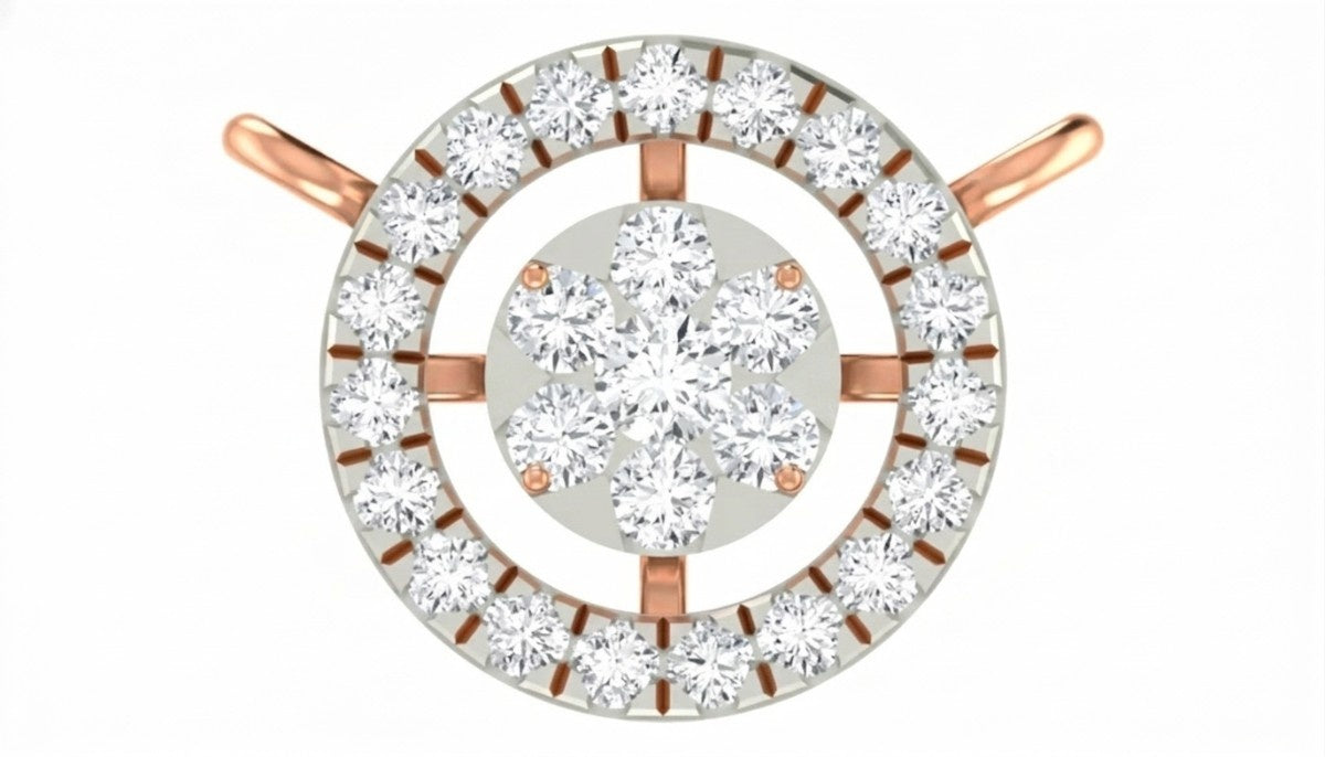 Rose Gold & Diamond Halo Mangalsutra on white background