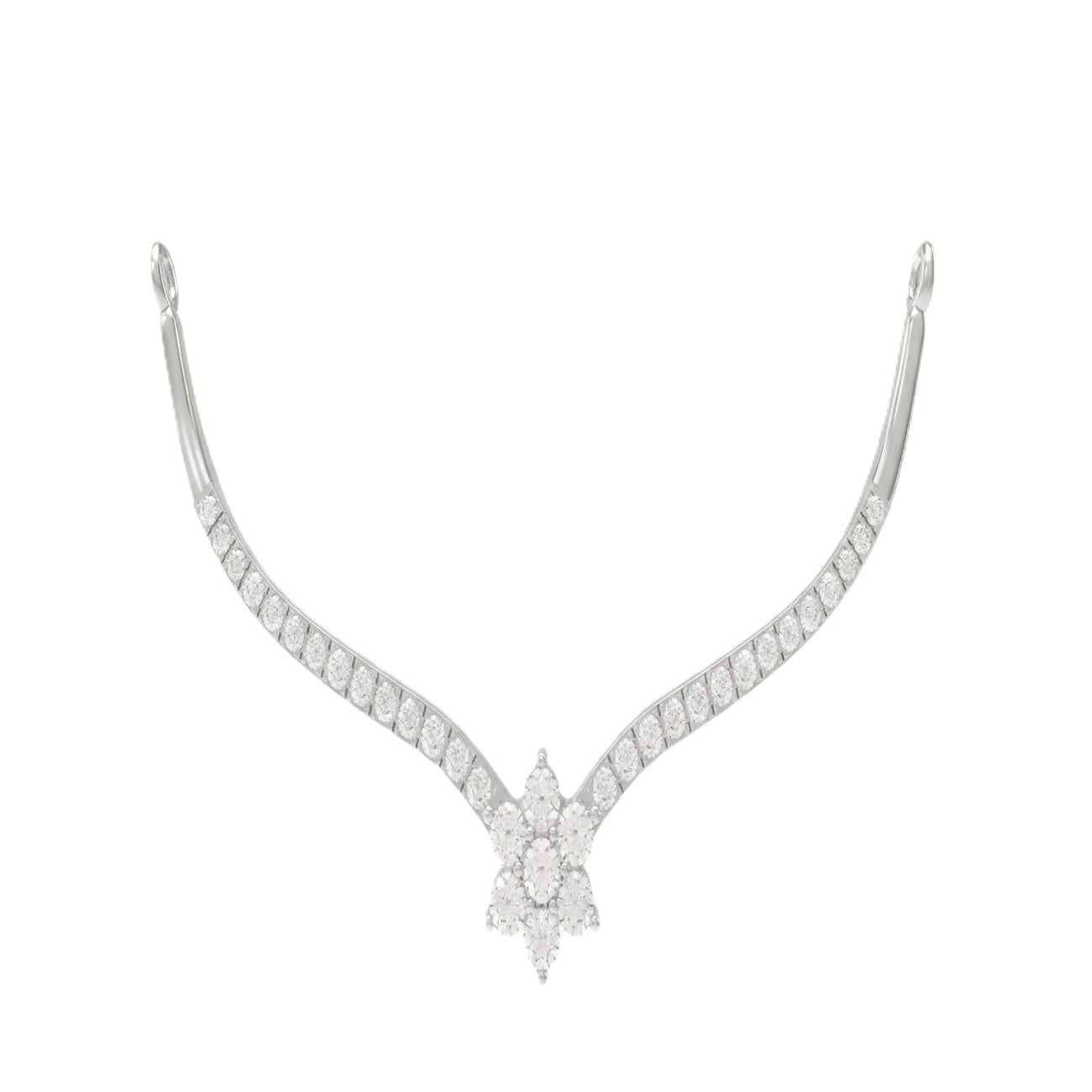 White gold & diamond floral mangalsutra on white background