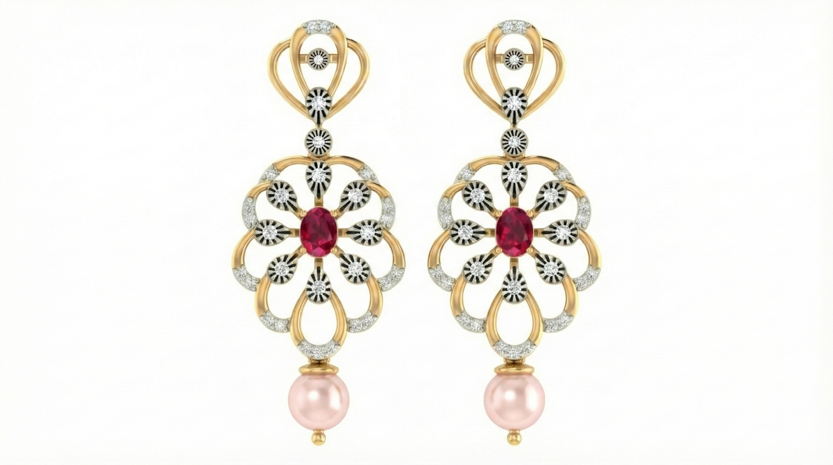 14K Gold & Diamond Women Gemstone Earring KRB44108E-A