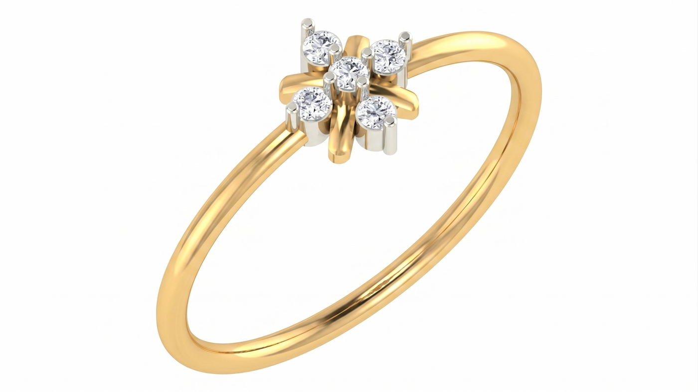 Gold & Diamond Floral Ring For Women KRC10823
