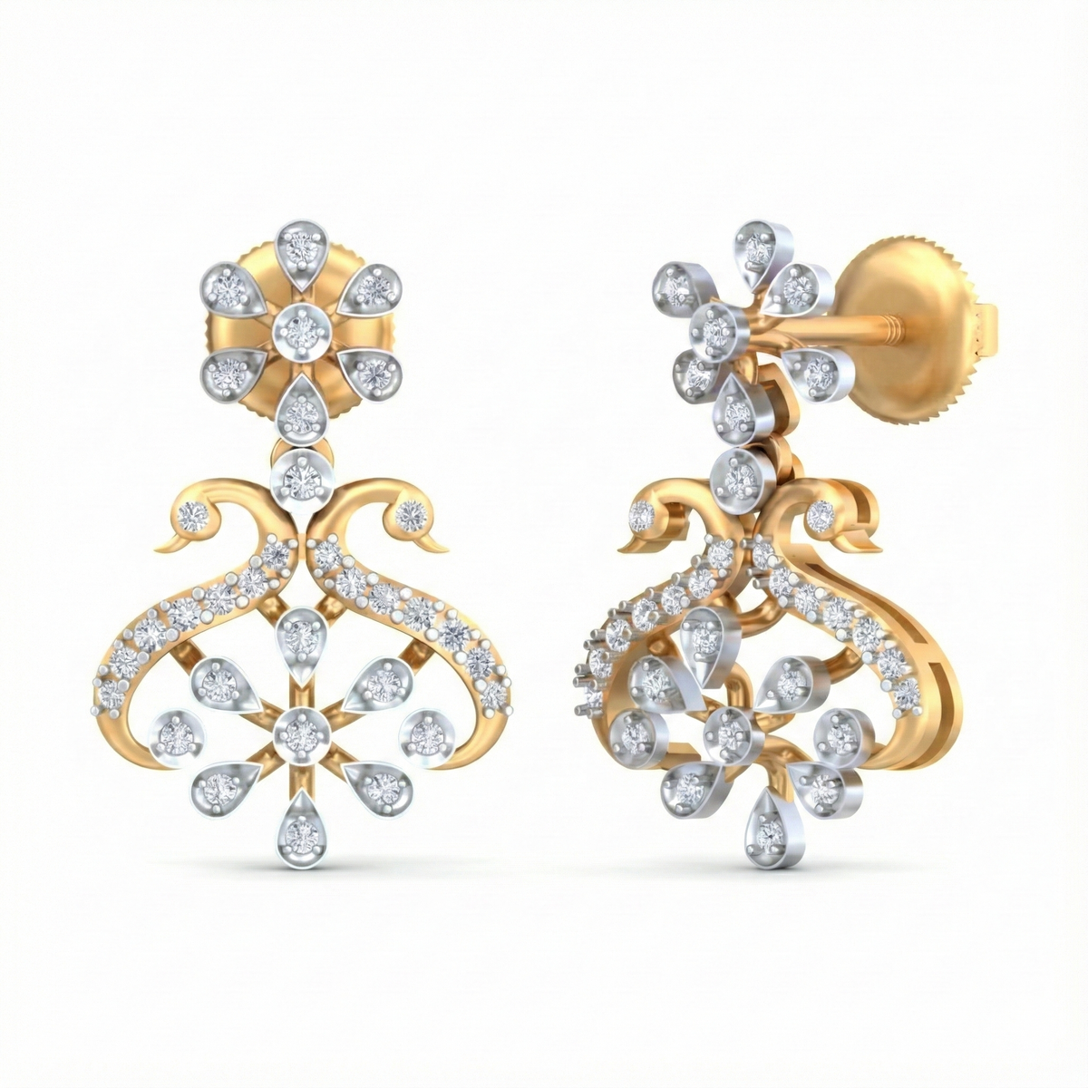 14K Gold & Diamond Women Dangler Earring KRB44075E