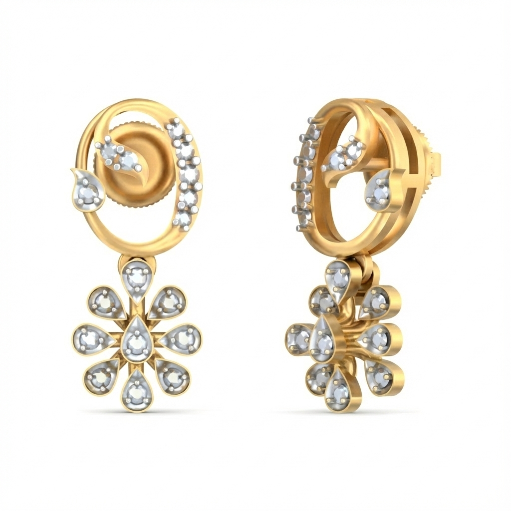 14K Gold & Diamond Women Dangler Earring KRB44076E