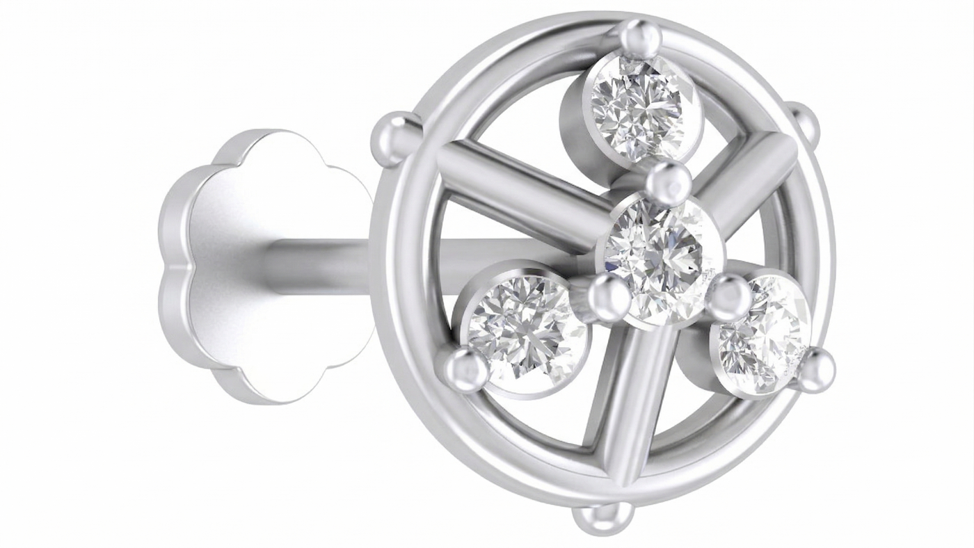 Gold & Diamond Round Nose Pin KRC80156
