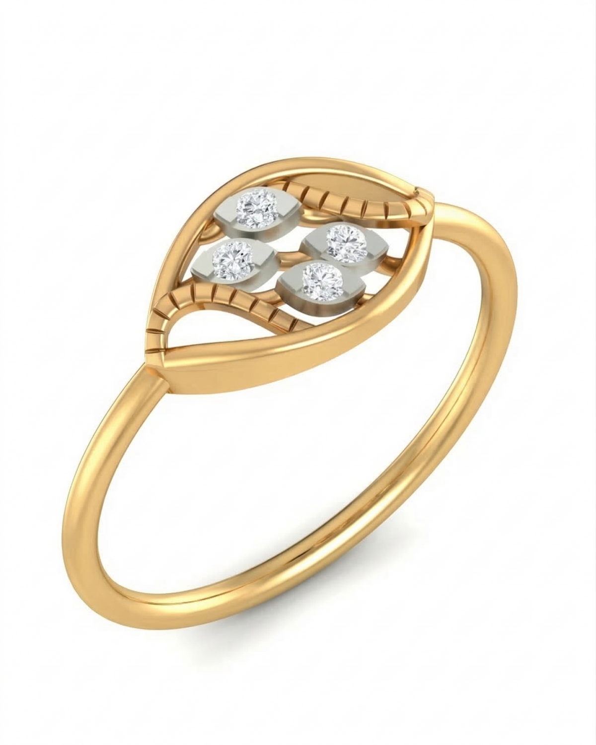 18K Gold & Diamond Dailywear Ring For Women KRB10108-A