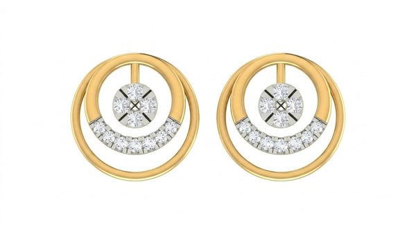 Gold & Diamond Round-Shaped Women Stud Earring KRC40596E