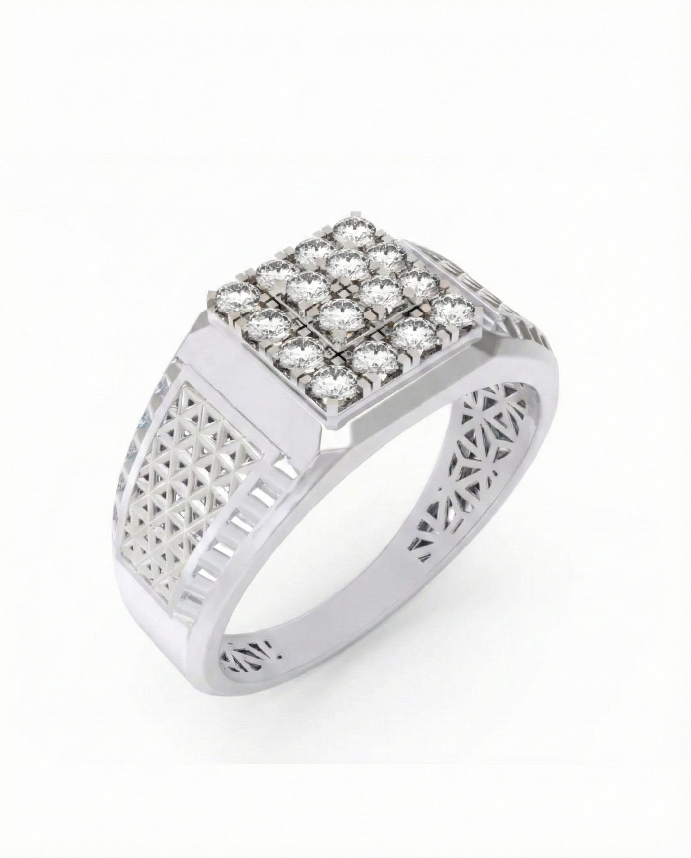 Gold & Diamond Square Ring For Men KRC20247