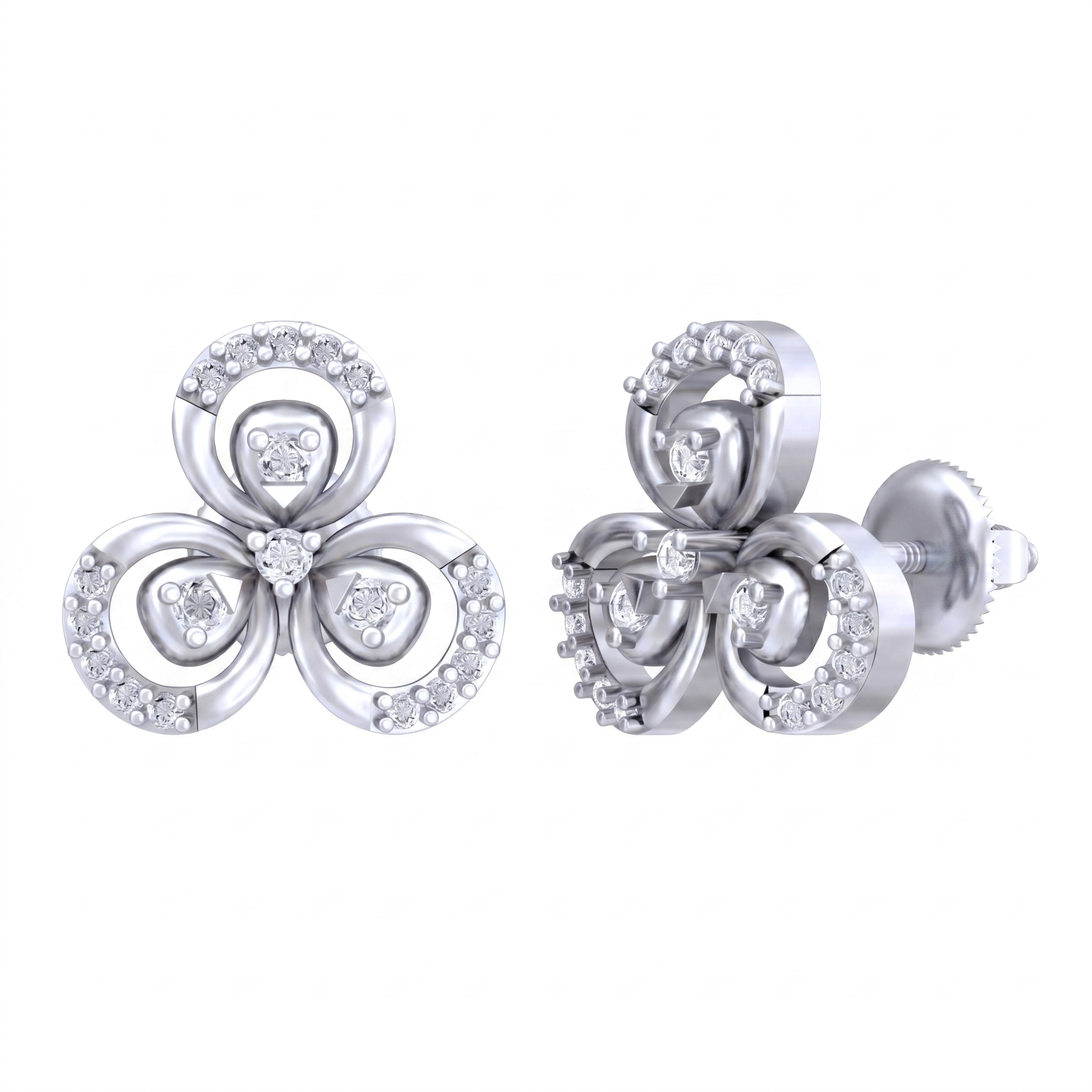 Floral White Gold Diamond Earring | under 40k 