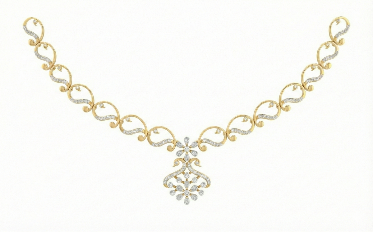 14K Gold & Diamond Dailywear Necklace Set KRB44075N