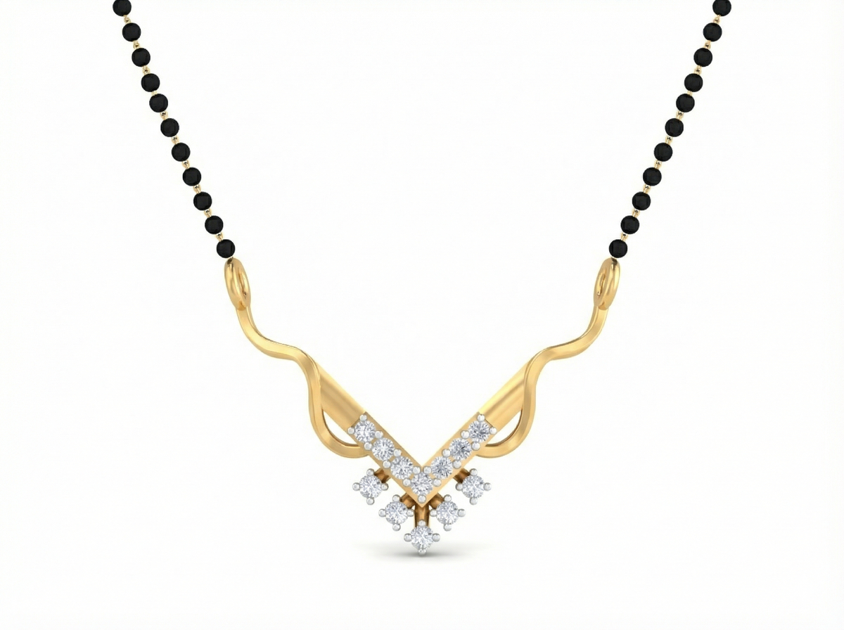18K Gold & Diamond Beaded Mangalsutra For Women KSK205