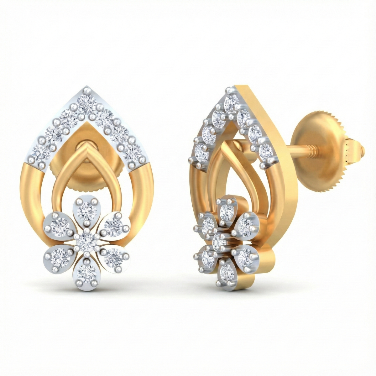 18K Gold & Diamond Women Stud Earring KRB40077E