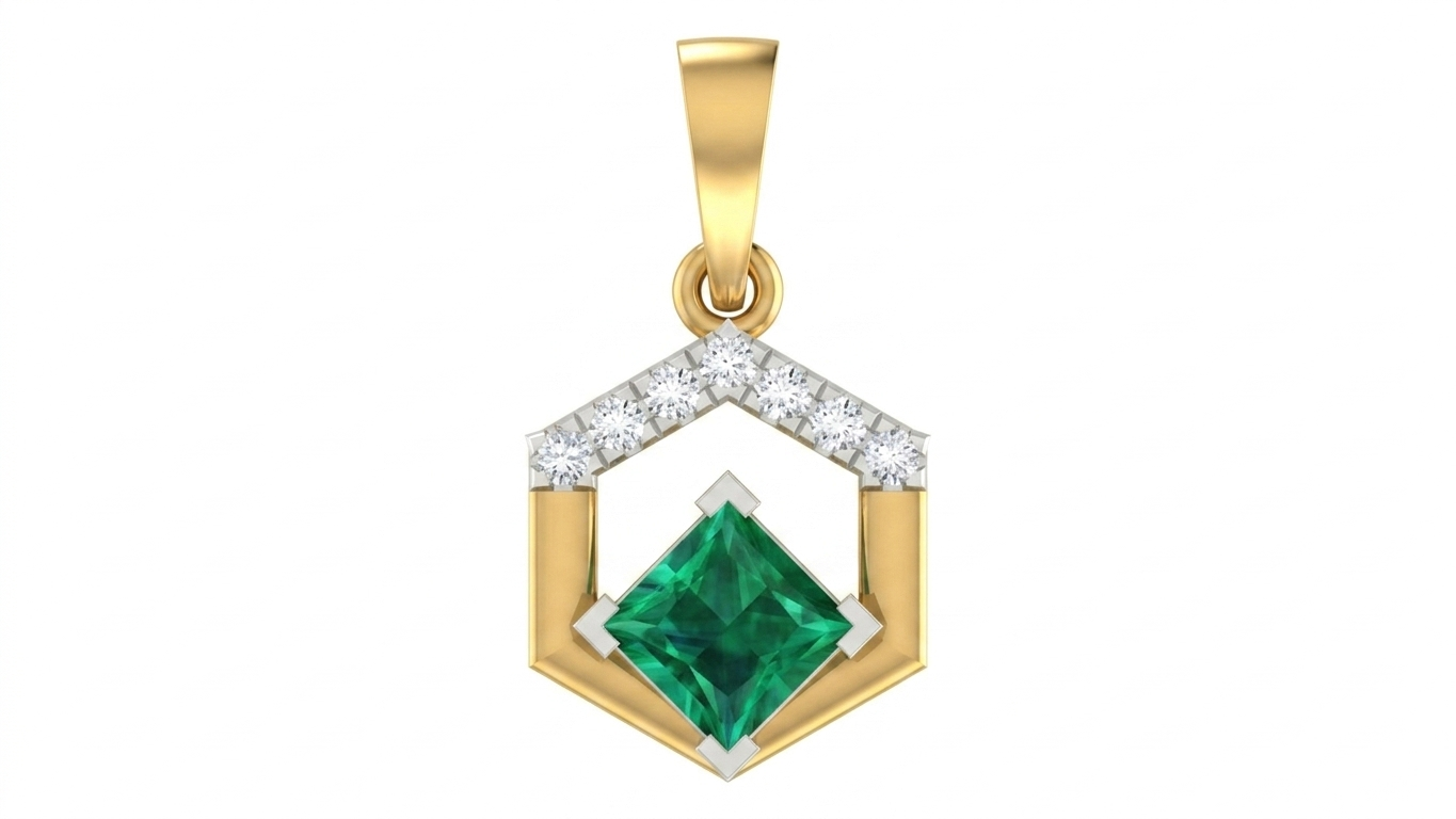 Gold & Diamond Gemstone Pendant Set KRC40606