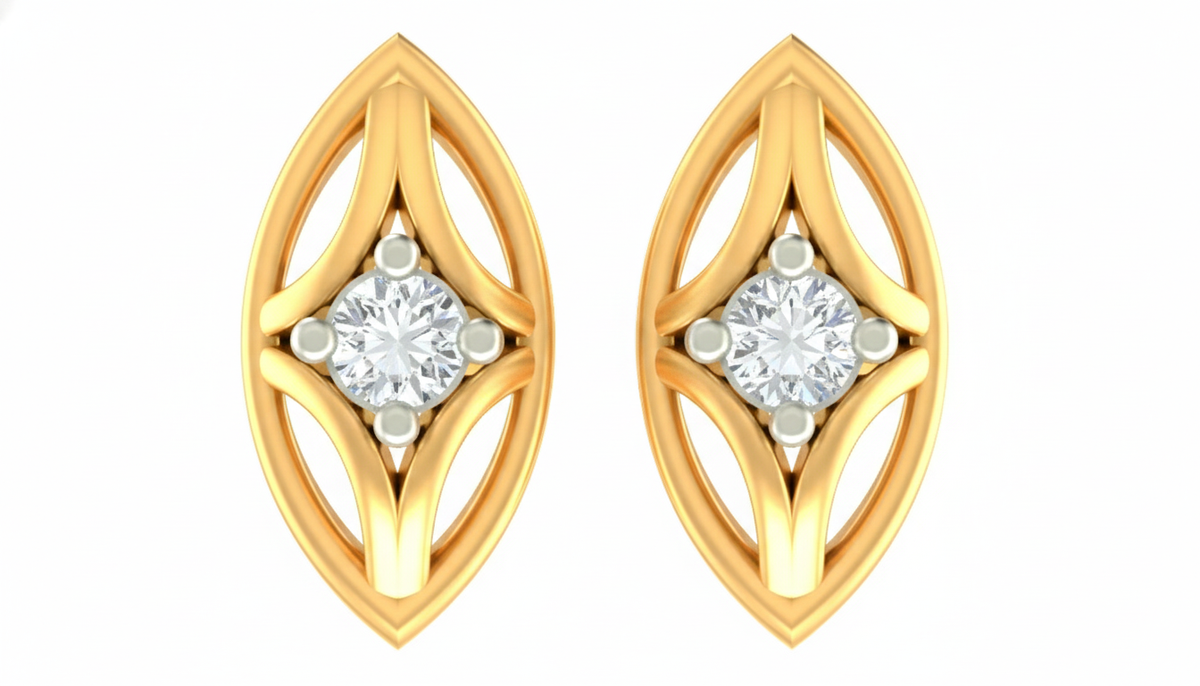 18K Gold & Diamond Solitaire Women Earring KRA40139E