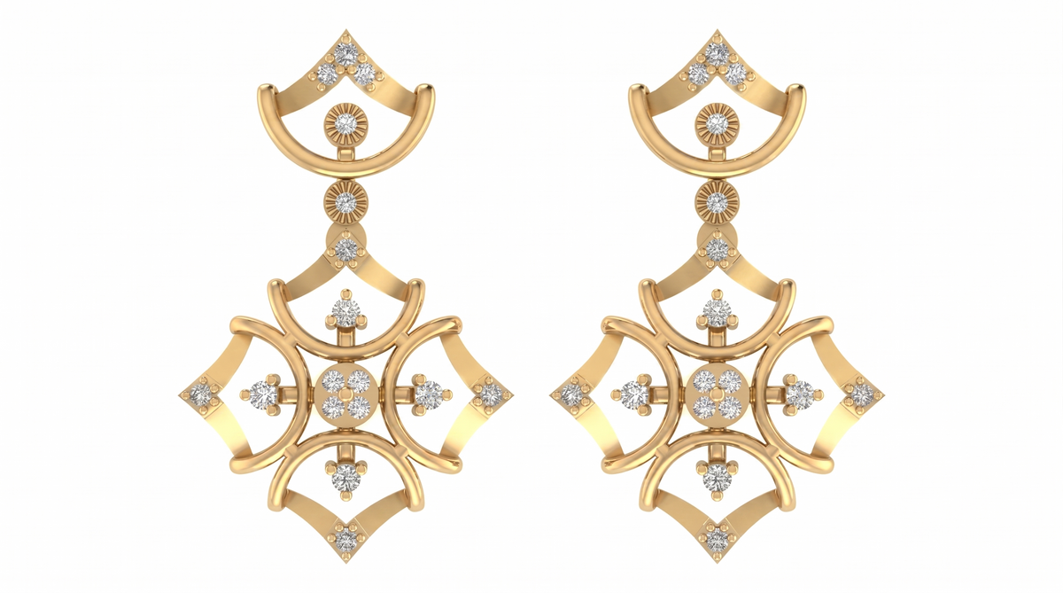 Yellow Gold Diamond Earring | under 40k 