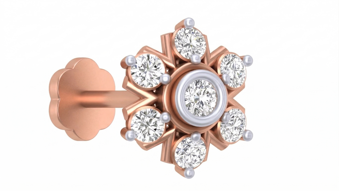 Gold & Diamond Stud Nose Pin KRC80196