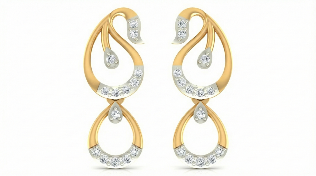 14K Gold & Diamond Women Dangler Earring KRB44077E-A