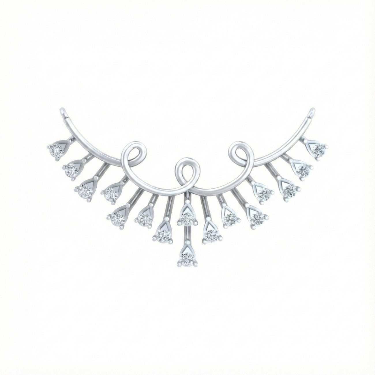 White gold & diamond floral mangalsutra on white background