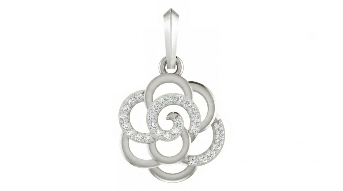 Gold & Diamond Floral Pendant Set KRC40593