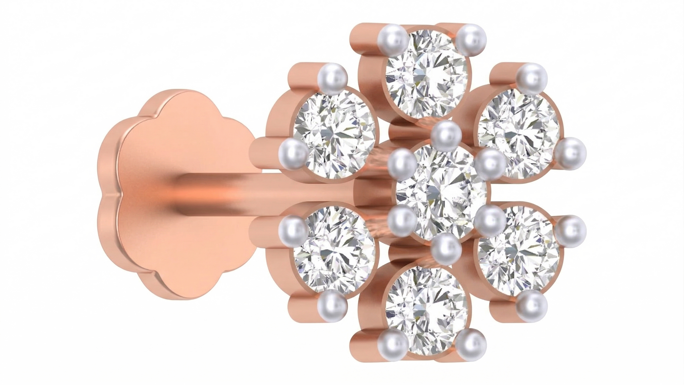 Gold & Diamond Stud Nose Pin KRC80158