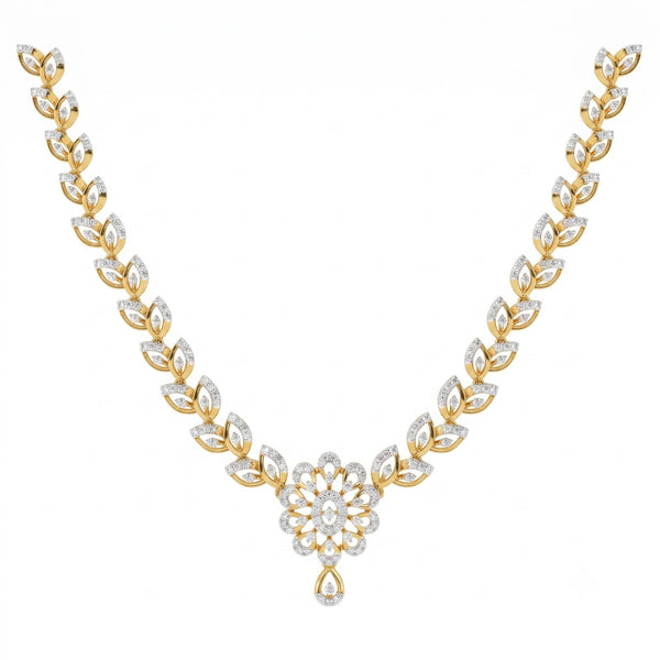 14K गोल्ड एंड डायमंड डेलीवियर नेकलेस सेट KRH44046N