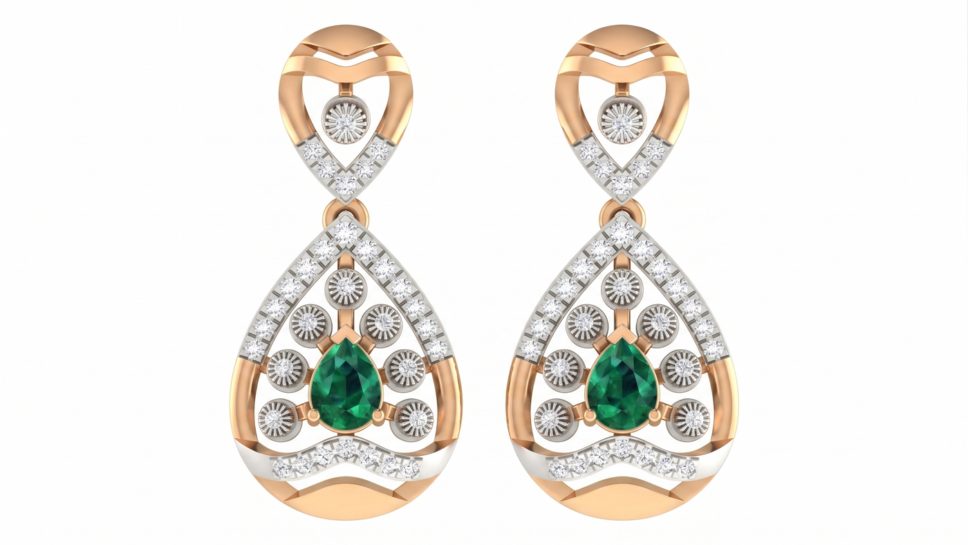 Gold & Diamond Women Gemstone Earring KRC60070E