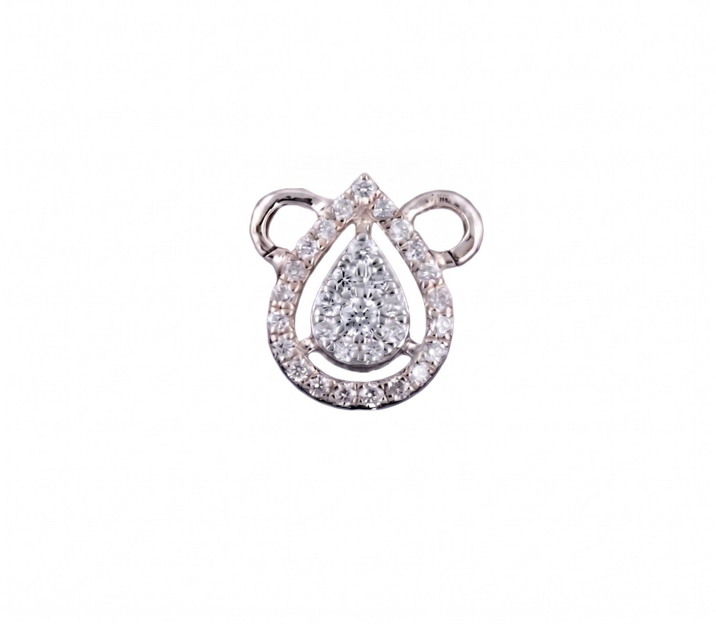White gold mangalsutra with teardrop design and clear stones on a white background