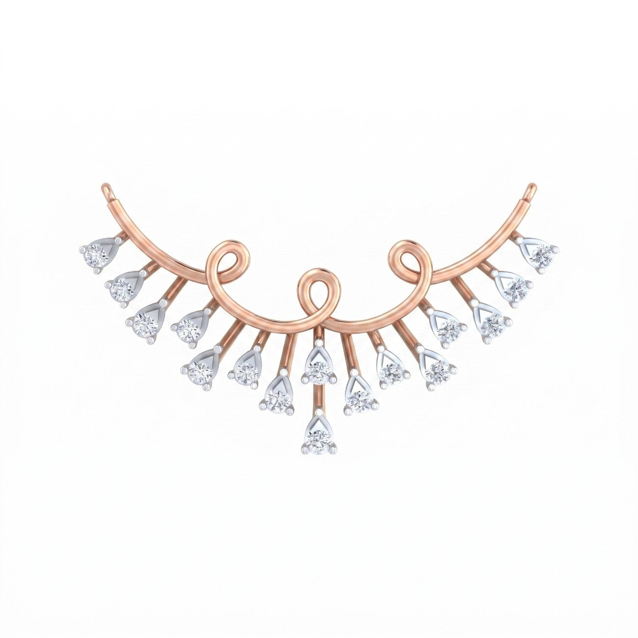 Rose gold & diamond floral mangalsutra on white background