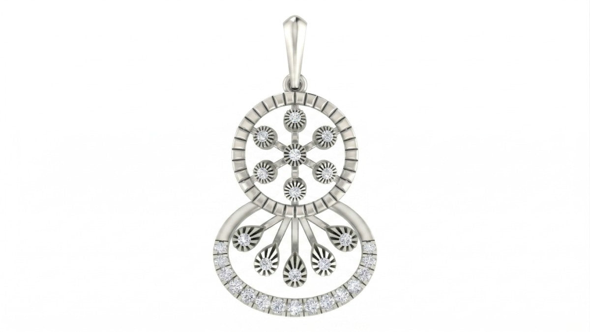 White gold and diamond premium pendant on white background