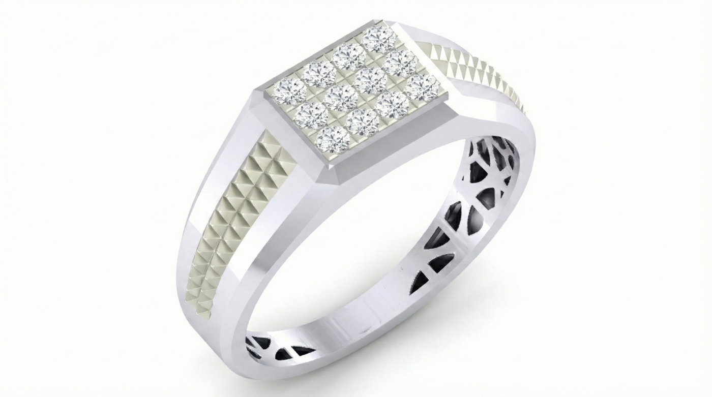Gold & Diamond Band Ring For Men KRC20177