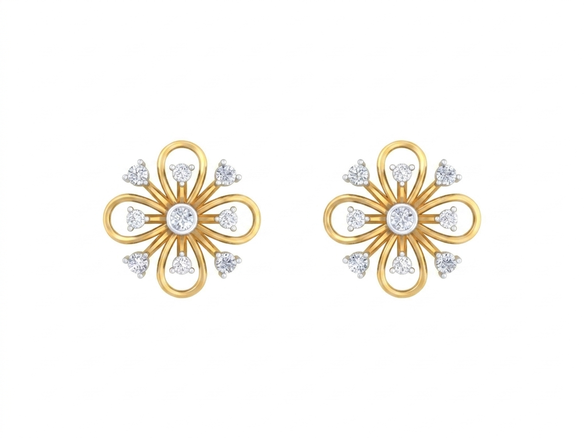 Yellow Gold Diamond Earring | under 40k 