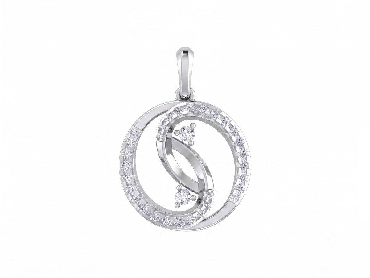 White gold and diamond pendant on white background